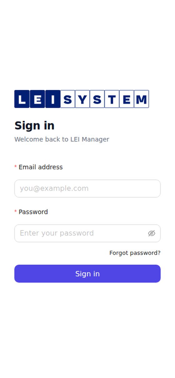 LEI Manager – LEI code management software – mobile view