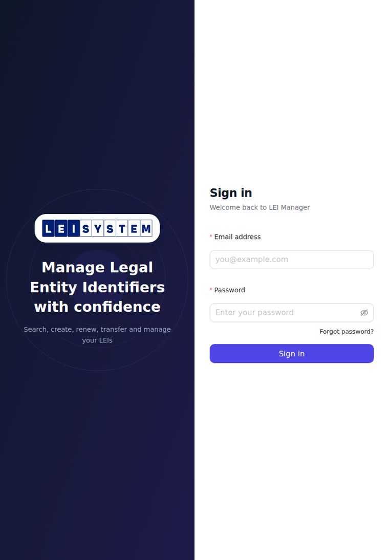 LEI Manager – LEI code management software – tablet view