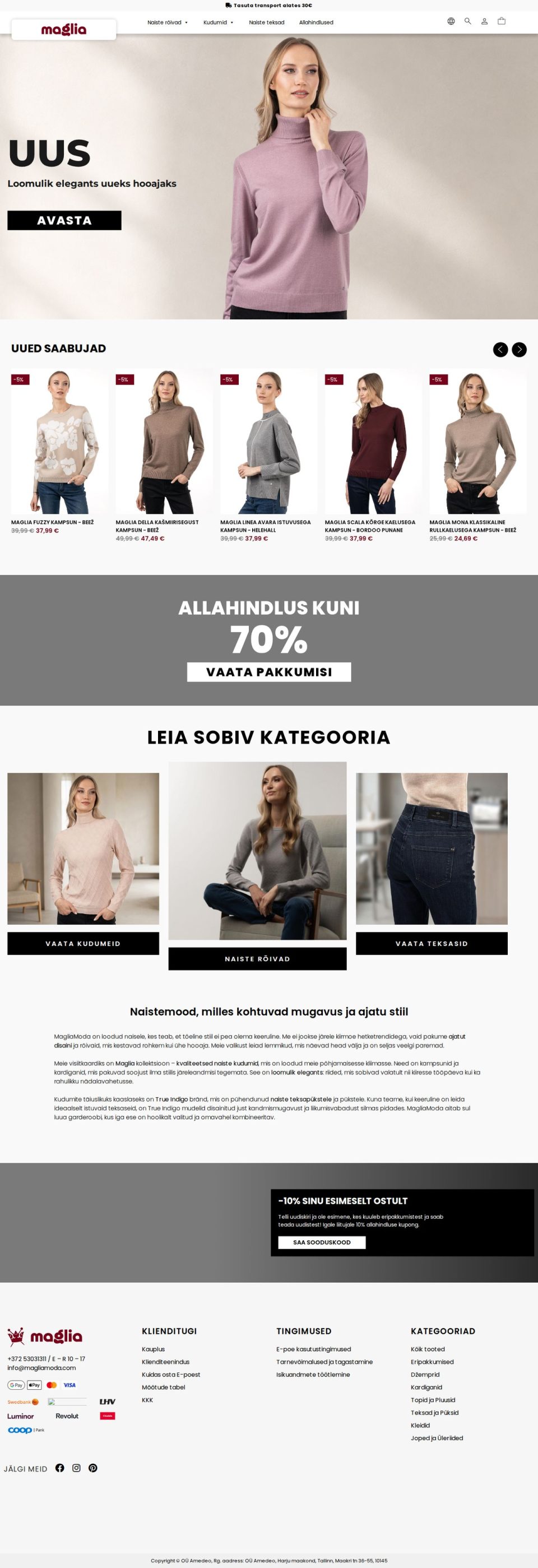 MagliaModa – women’s knitwear and jeans online store – desktop view