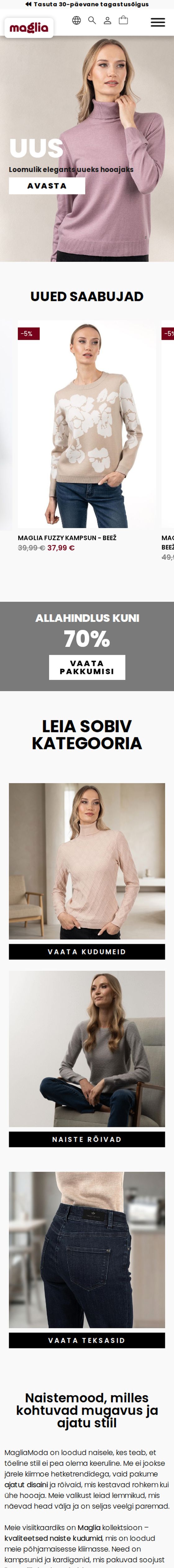 MagliaModa – women’s knitwear and jeans online store – mobile view