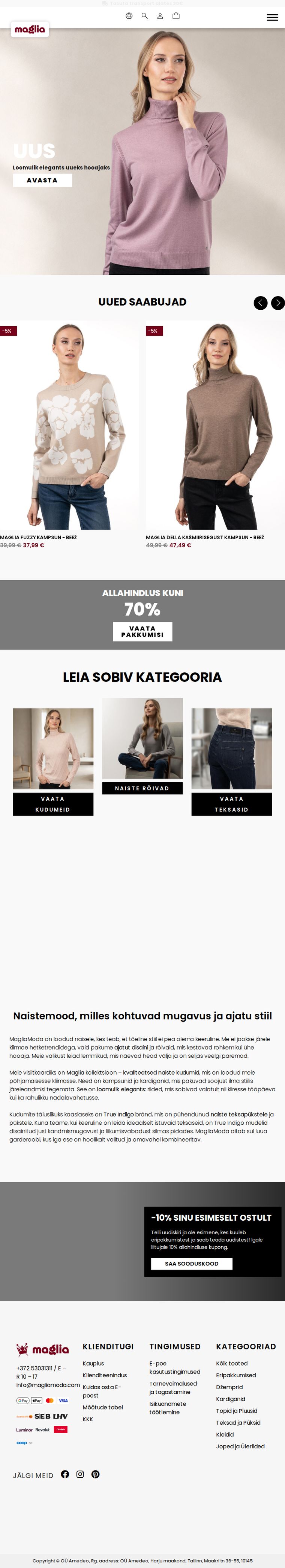 MagliaModa – women’s knitwear and jeans online store – tablet view