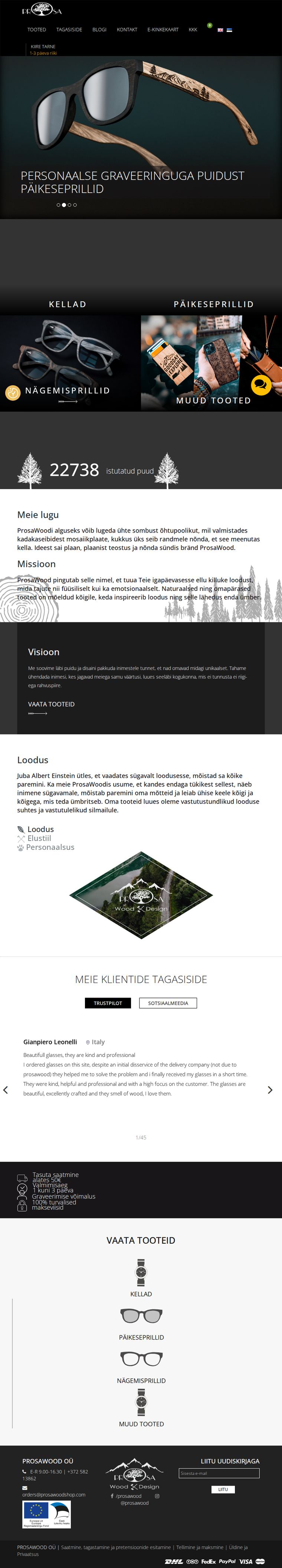 ProsaWood – wooden eyewear and watch online store – tablet view